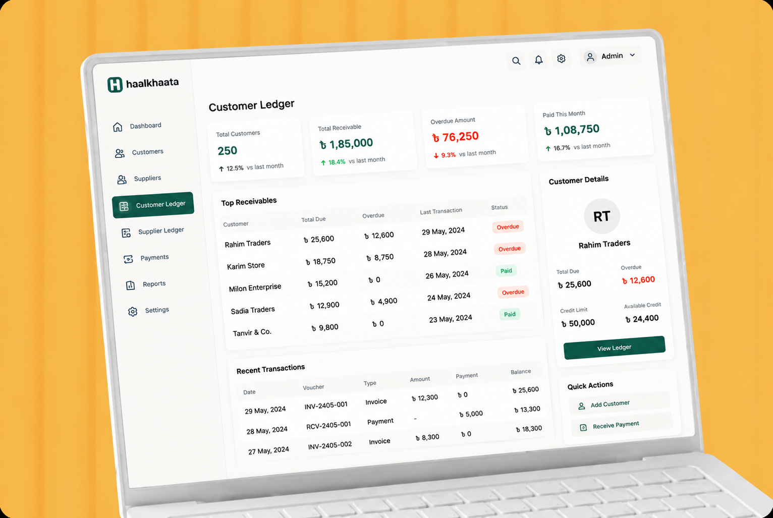 Customer ও Supplier Ledger